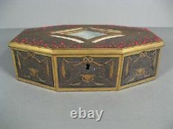Old Jewelry Box Brass Style Louis XVI Epoque Art Nouveau Décor Houx