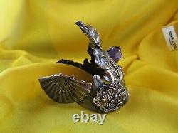 Old Jewelry Bracelet Fancy Silver Style Art Nouveau Tortoise Moon Amethyst