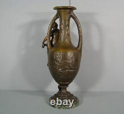 Old Regular Vase Art Nouveau Style Signed Moreau Décor Jeune Fermière