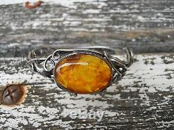 Old Silver Bracelet And Amber Honey 1900 New Style Art
