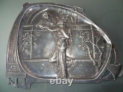 Old Silver Metal Plate Signed Wmf Style Jugendstil Art Nouveau 1890 1919