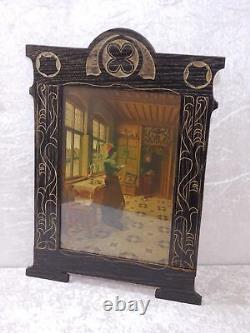 Old Style Art Nouveau Design Wooden Frame Vintage Art Demoiselle Around 1900