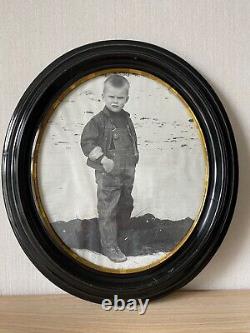 Old Style Black Oval Lacquered Art Nouveau Photo Frame Circa 1900 45.5x41cm