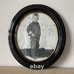 Old Style Black Oval Lacquered Art Nouveau Photo Frame Circa 1900 45.5x41cm