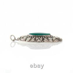 Old Style Hochovaler Art New Silver 800 Green Agate Pendant
