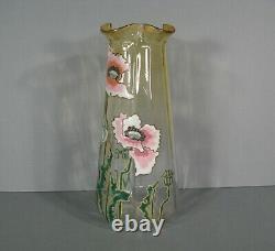 Old Vase Glass Enamelled Art Nouveau Style Decor Poppy Montjoye Legras Pantin