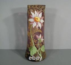 Old Vase Glass Enamelled Art Nouveau Style Flower Montjoye Legras Pantin