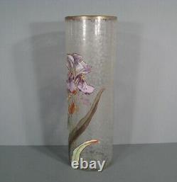 Old Vase Glass Enamelled Art Nouveau Style Iris Montjoye Legras Pantin