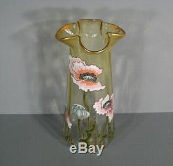 Old Vase Glazed Art Nouveau Decor Poppy Montjoye Legras Pantin