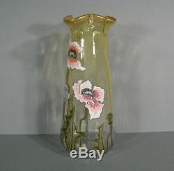 Old Vase Glazed Art Nouveau Decor Poppy Montjoye Legras Pantin