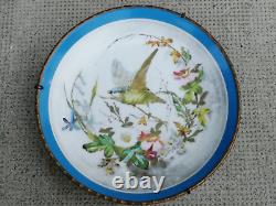 Old plate with bronze surround bamboo style sevres art nouveau plate