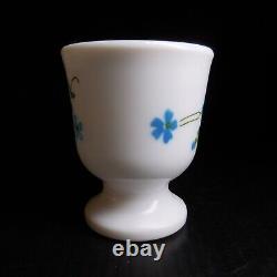 Opalescent Glass Egg Cup White Blue Green Flower Art Nouveau Style France N8372