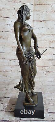 Original Egyptian Princess Bronze Statuette Art Nouveau Deco Decor Signed