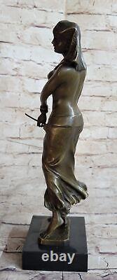 Original Egyptian Princess Bronze Statuette Art Nouveau Deco Decor Signed