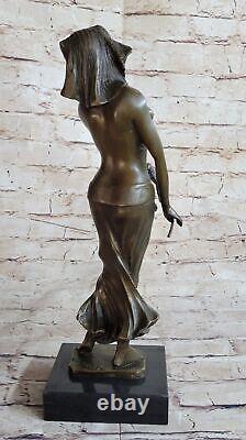 Original Egyptian Princess Bronze Statuette Art Nouveau Deco Decor Signed