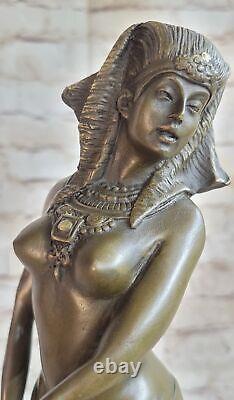 Original Egyptian Princess Bronze Statuette Art Nouveau Deco Decor Signed