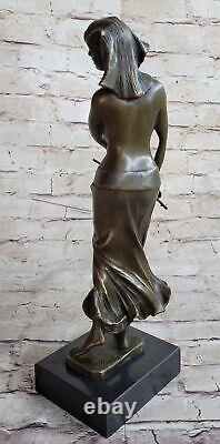 Original Egyptian Princess Bronze Statuette Art Nouveau Style Deco Decor Signed