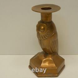 Owl Candle Holder Bird Animal Art Deco Art Nouveau Style Bronze