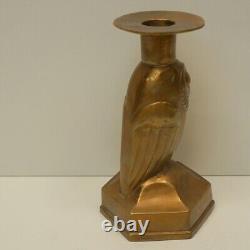 Owl Candle Holder Bird Animal Art Deco Art Nouveau Style Bronze