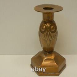 Owl Candle Holder Bird Animal Art Deco Art Nouveau Style Bronze