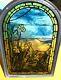 Painted Stained Glass Art Nouveau Window With Daffodils, Signed Amm, Excellent Condition