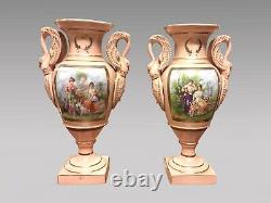 Pair Of Large Porcelain Vases In Empire Style
