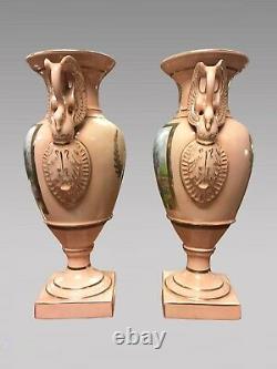 Pair Of Large Porcelain Vases In Empire Style