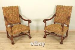 Pair Of Louis XIII Style Armchairs Walnut