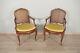Pair Of Louis Xv Nogaret Style Canned Armchairs