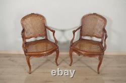 Pair Of Louis XV Nogaret Style Canned Armchairs