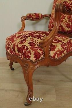Pair Of Louis XV Style Flat Back Armchairs