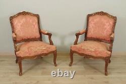 Pair Of Louis Xv-style Flat-backed Armchairs