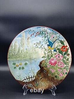 Pair Of Plates Ceramics Faience Style Impressionist Art Nouveau Signed