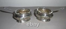 Pair Of Salerons Style Louis XVI Mappin & Webb Silver Metal With Cuilleres De