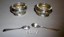 Pair Of Salerons Style Louis XVI Mappin & Webb Silver Metal With Cuilleres De
