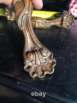 Pair of Antique Bronze Art Nouveau Handles Signed ETC in the Style of Mucha and Guimard