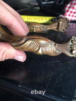 Pair of Antique Bronze Art Nouveau Handles Signed ETC in the Style of Mucha and Guimard