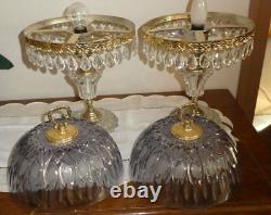 Pair of Art Nouveau / Deco Style Mushroom Lamps with Droplet Pendants - WORKS