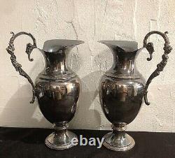 Pair of Empire style ewers with palmette decoration