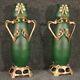 Pair Of French Art Nouveau Style Vintage Glass Vases With 900 Metal Collection