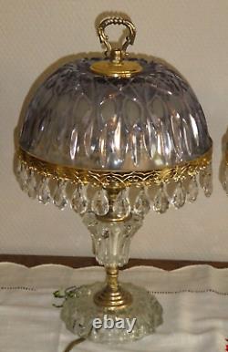 Pair of mushroom lamps with art nouveau style pendants / deco WORKS