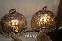 Pair of mushroom lamps with art nouveau style pendants / deco WORKS