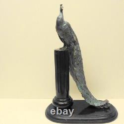 Peacock Animal Sculpture in Art Deco and Art Nouveau Style Bronze