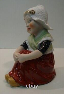 'Peasant Girl Figurine in Art Deco and Art Nouveau Style Porcelain'