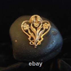 Pendant or Brooch Antique Flower Bouquet / Gold 750 (18K) Art Nouveau Style