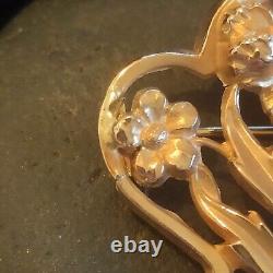 Pendant or Brooch Antique Flower Bouquet / Gold 750 (18K) Art Nouveau Style