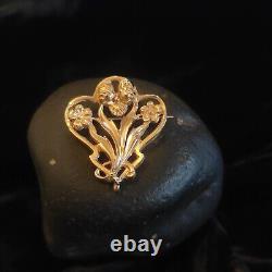 Pendant or Brooch Antique Flower Bouquet / Gold 750 (18K) Art Nouveau Style