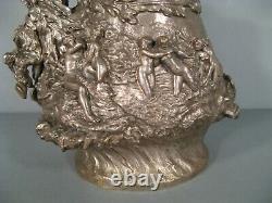 Pichet Art Style New Silver Bronze Decor Nymphs And Satyre Signed Ebrard