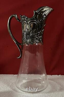 Pitcher for Wine or Art Nouveau Silver-plated Metal Water Jug in the Style of 1900, in the Wmf Taste