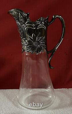 Pitcher for Wine or Art Nouveau Silver-plated Metal Water Jug in the Style of 1900, in the Wmf Taste